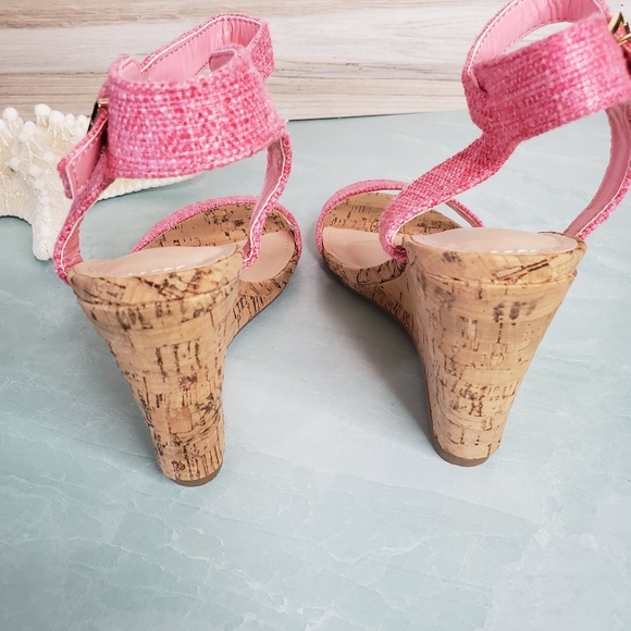 NEW Pink Tweed And Cork Wedges - Picture 6 of 6